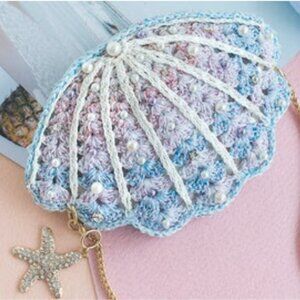 Handmade Shell Shaped Rhinestone Crochet Purse